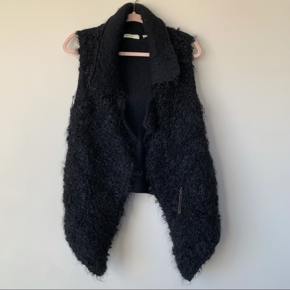 Anthropologie Sleeping on Snow Tavan Mohair Wool Fur Vest Black Size XS